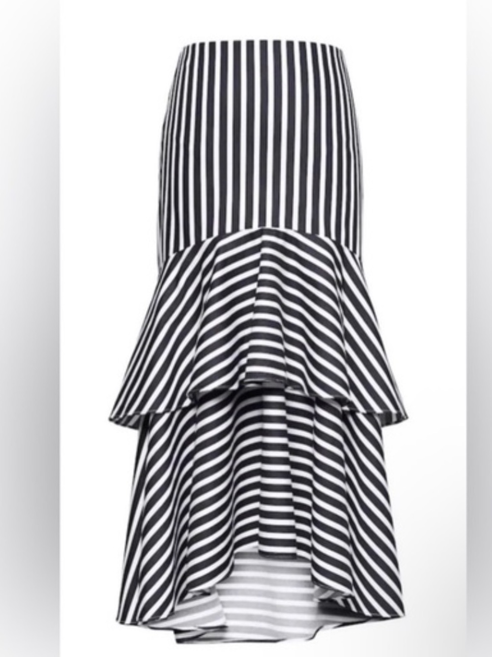 Banana Republic Black & White Striped High-Low Peplum Skirt